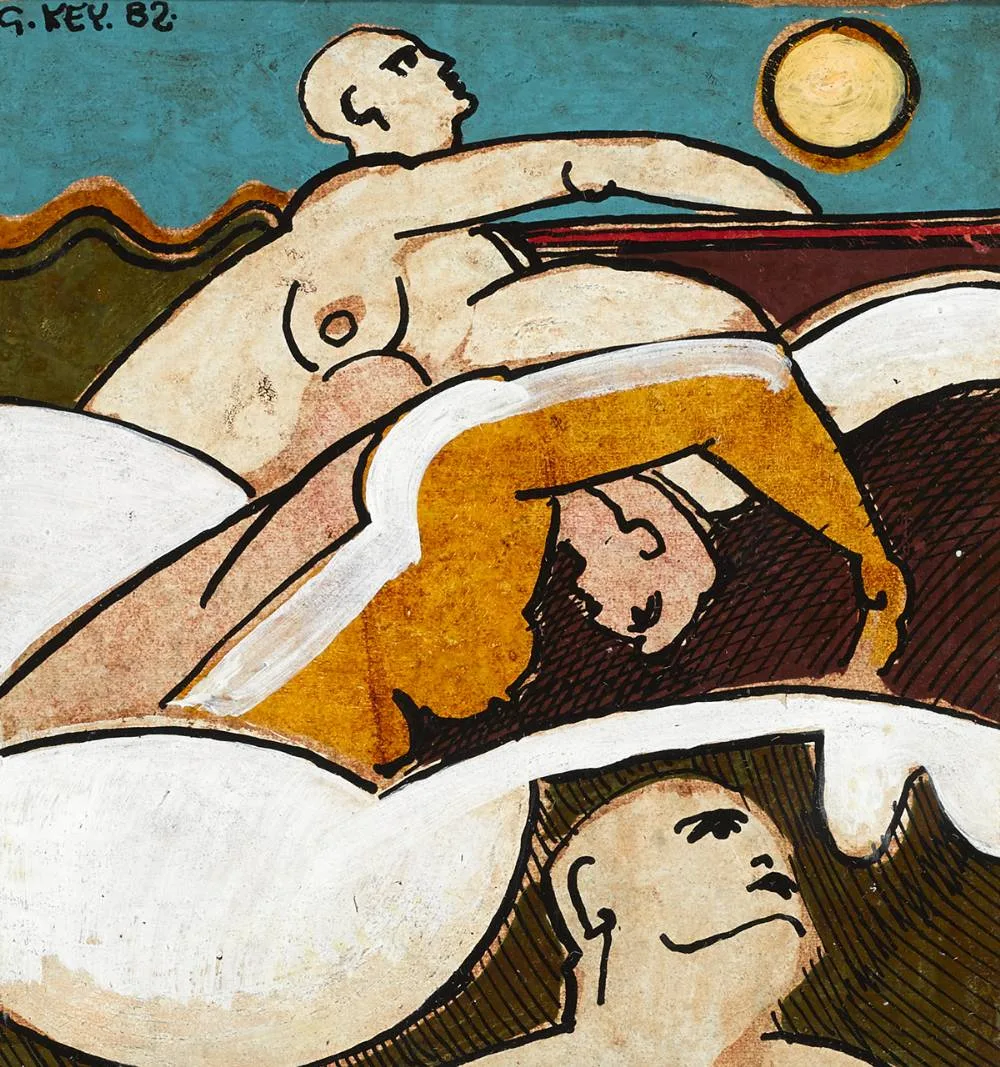 Geoffrey Key, FIGURES, 1982 and SWIMMERS, 1982 (A PAIR), watercolour and ink; (2)