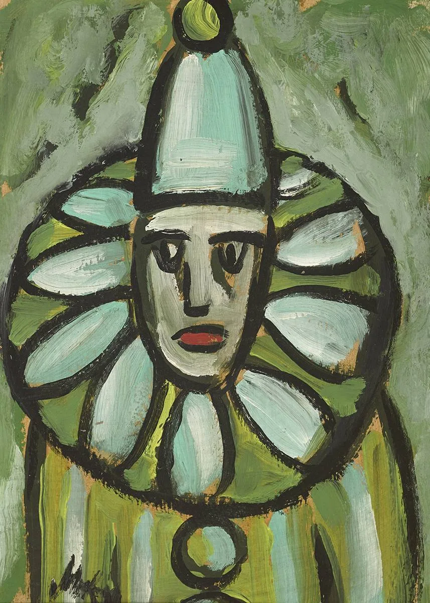 CLOWN by Markey Robinson, oil on board, sold Sep 2019