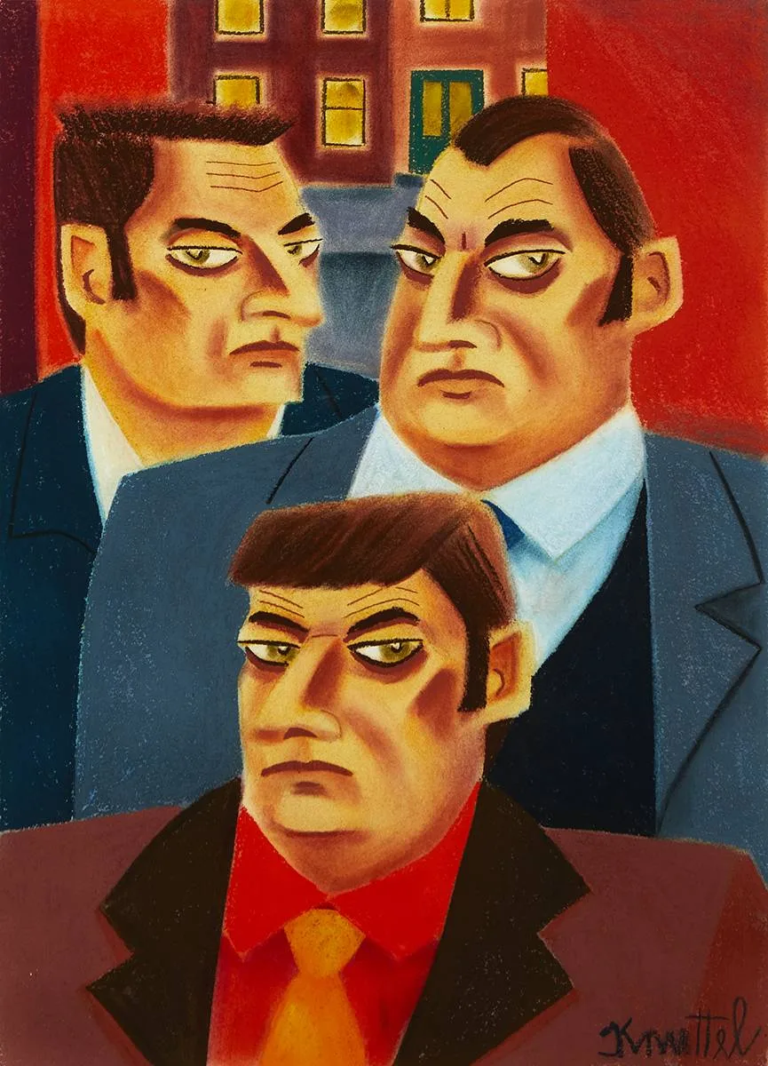 THREE SUITS by Graham Knuttel, pastel, sold Sep 2019