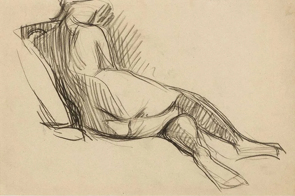 NU DE DOS by Roderic O'Conor, charcoal, sold Mar 2019