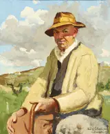 Seán O'Sullivan, FARMER SEATED IN A LANDSCAPE, COUNTY GALWAY