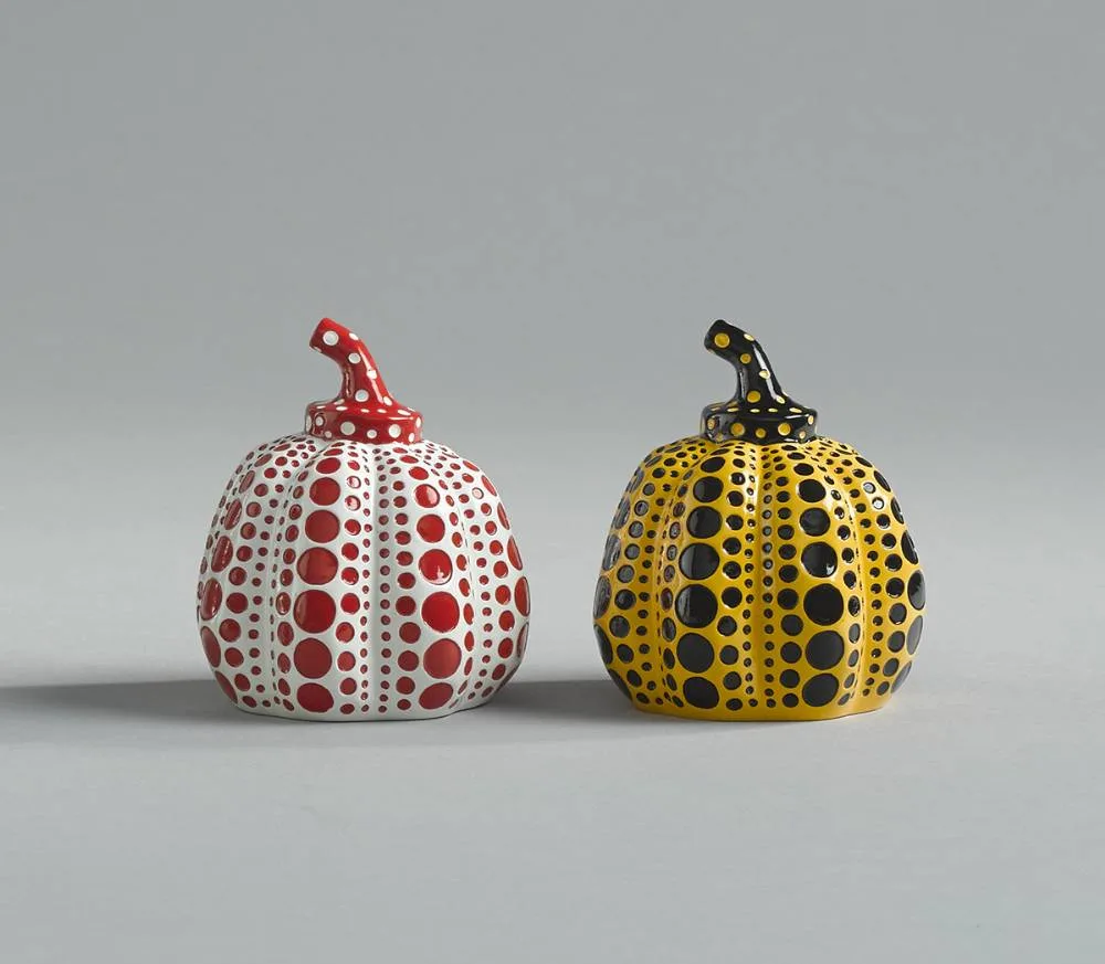 PUMPKINS (A PAIR) by Yayoi Kusama, painted cast resin; (2), sold Mar 2019