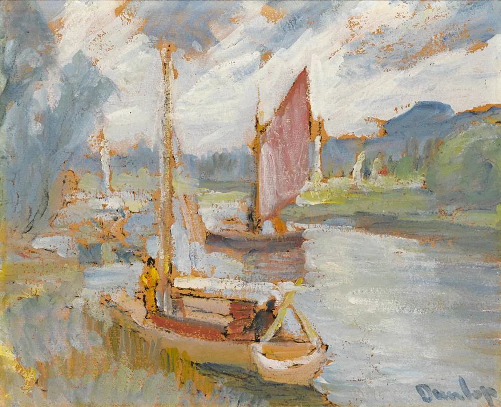 BOATS by Ronald Ossory Dunlop, oil on board, sold Mar 2019