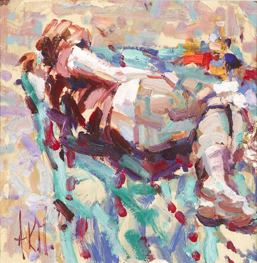 SUNBATHING by Arthur K. Maderson, oil on board, offered Mar 2019