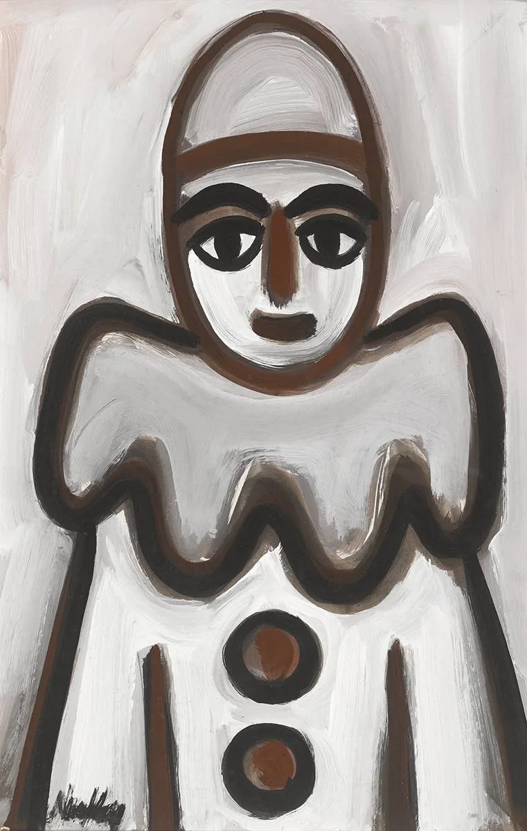 CLOWN by Markey Robinson, gouache, sold Mar 2019
