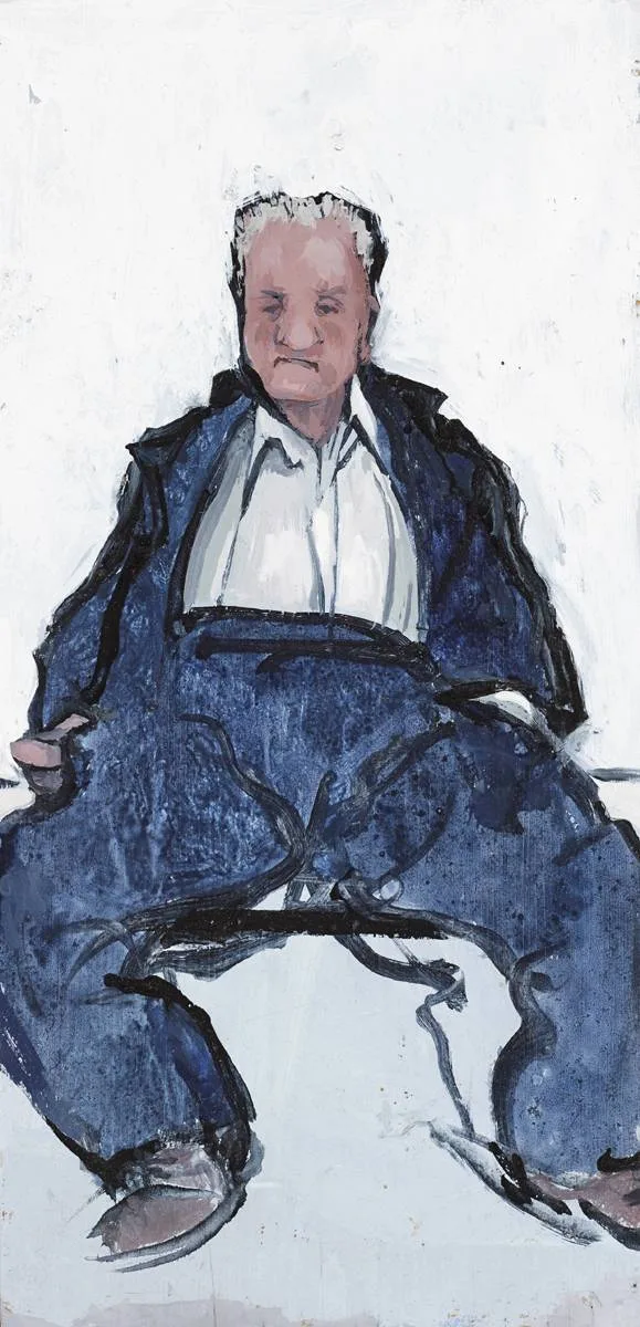 FARMER AT LOUDHAM by Hector McDonnell, 1980, oil on board, sold Dec 2018