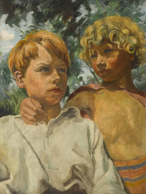 Nöel Adeney, TWO CHILDREN, oil on canvas