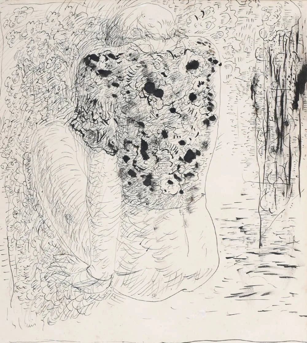 FIGURE STUDY by Piet Sluis, 1976, pen and ink on paper, offered Dec 2018