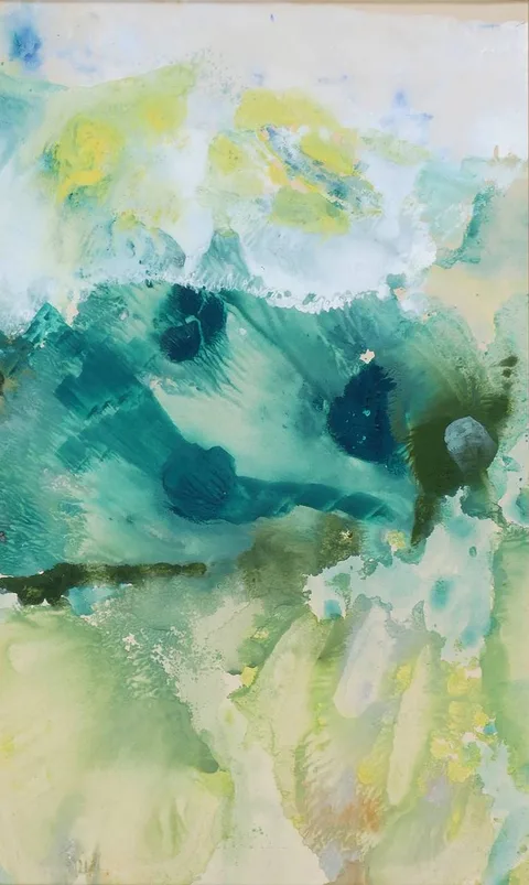 Eileen Costelloe, SPRING LANDSCAPE, 1962, gouache on tinted card