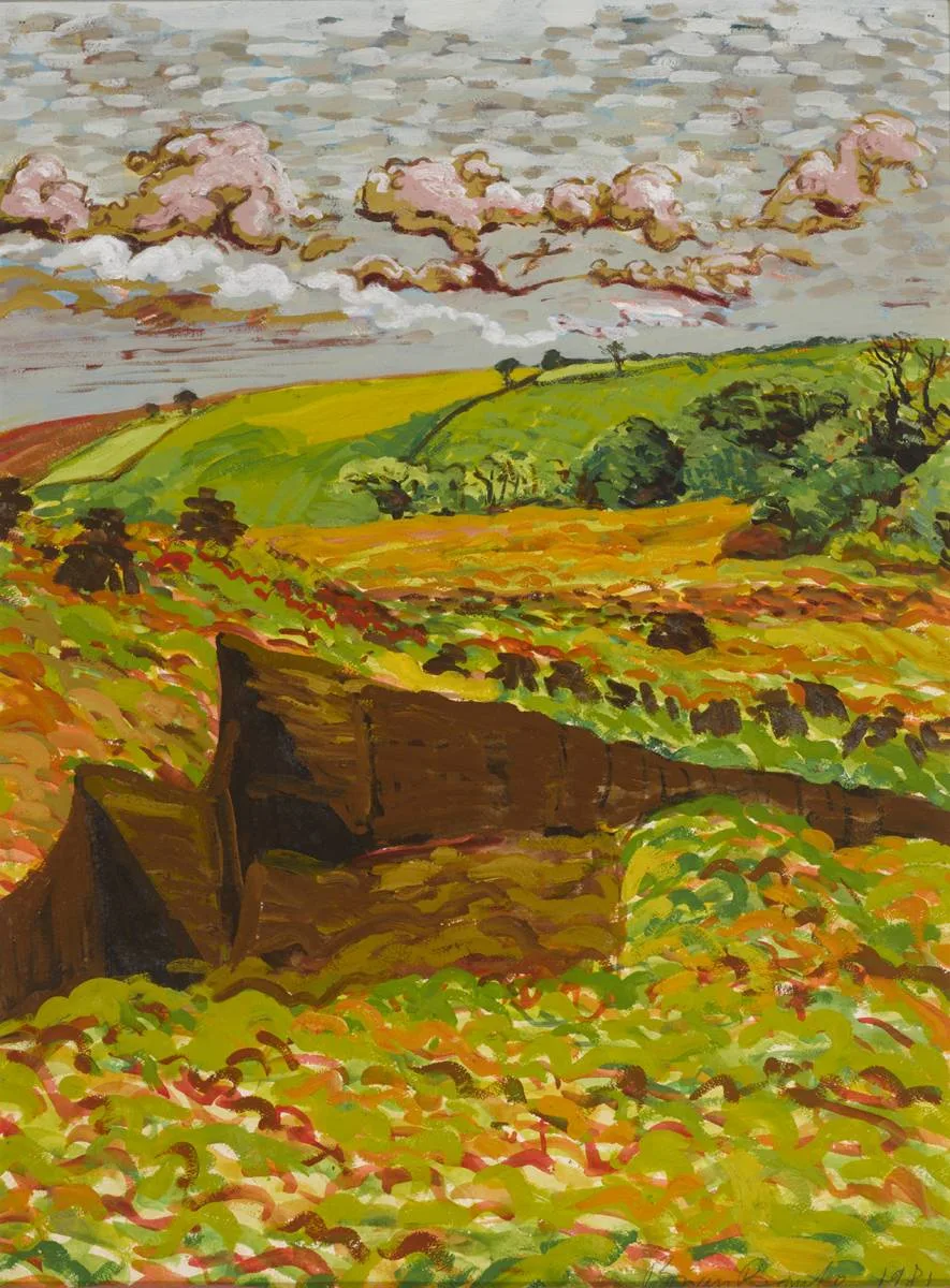 BOG CUTS, CONNEMARA by Brian Bourke, 1981, oil on paper, sold Dec 2018
