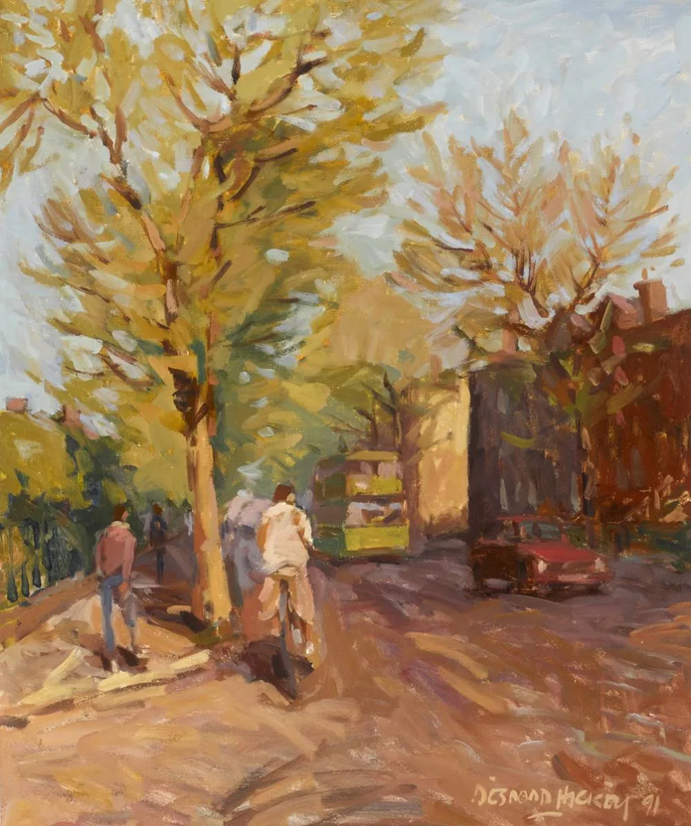 SPRING, HARRINGTON STREET, DUBLIN by Desmond Hickey, 1991, oil on board, sold Dec 2018