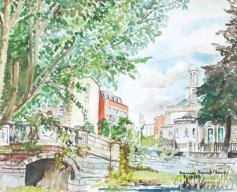 HUBAND BRIDGE, DUBLIN by Frances Bunch Moran, 1993, watercolour, sold Dec 2018