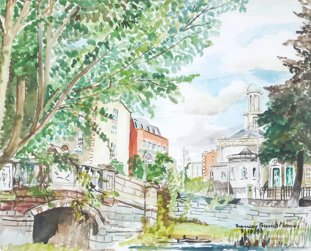 HUBAND BRIDGE, DUBLIN by Frances Bunch Moran, 1993, watercolour, sold Dec 2018