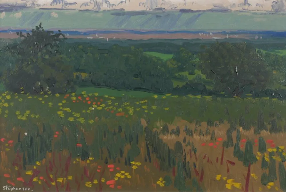 LANDSCAPE by Desmond Stephenson, oil on board, sold Dec 2018