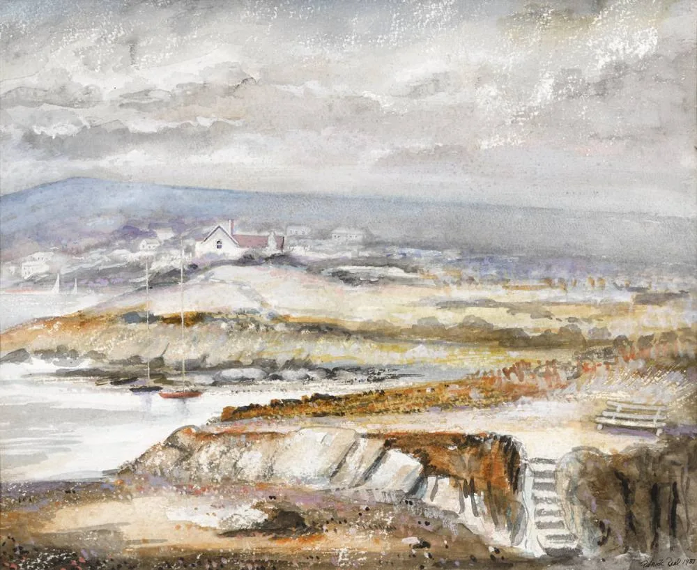 OUTSIDE SCHULL, COUNTY CORK by Patrick Reel, 1987, watercolour, offered Dec 2018