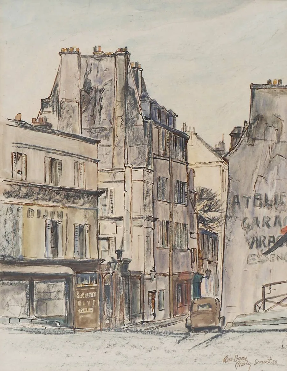 Edgar Rowley Smart, RUE BROCA, 1930, ink and watercolour
