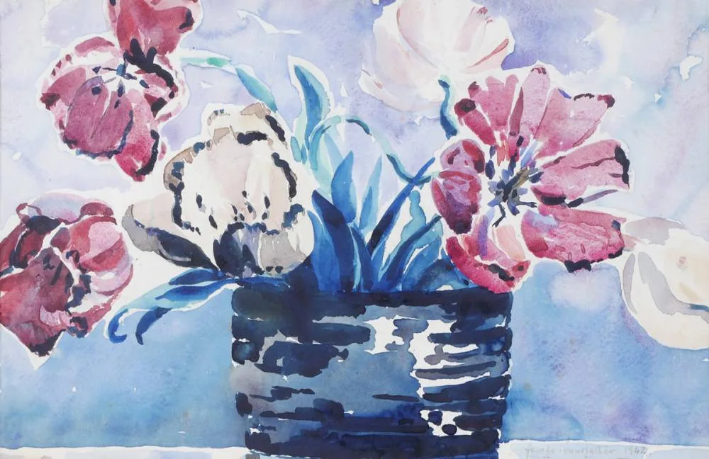 STILL LIFE WITH FLOWERS by George Pennefather, 1942, watercolour, offered Dec 2018