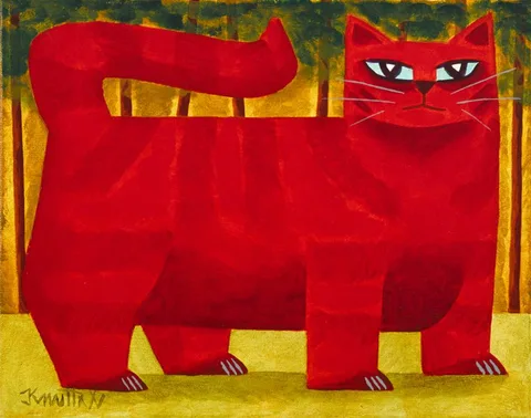 Graham Knuttel, RED CAT, oil on canvas