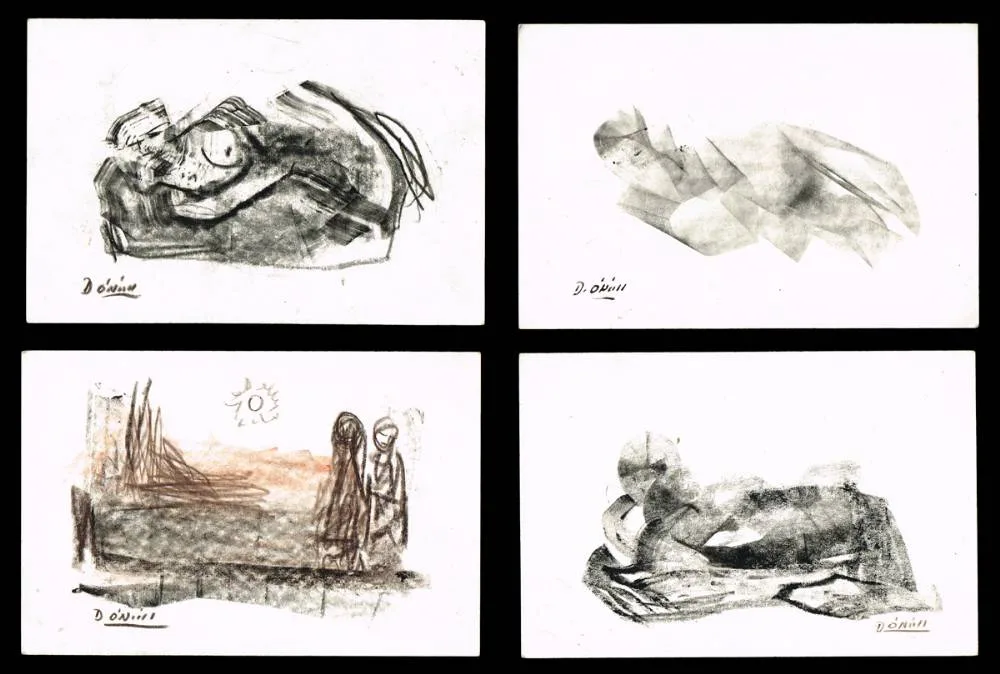 FIGURE STUDIES (13) by Daniel O'Neill, conté on paper (5); pencil on paper (8); (unframed), sold Dec 2018