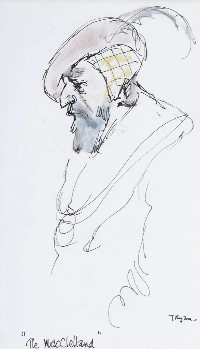 Thomas Ryan, THE MACCLELLAND, pen, ink and gouache on paper