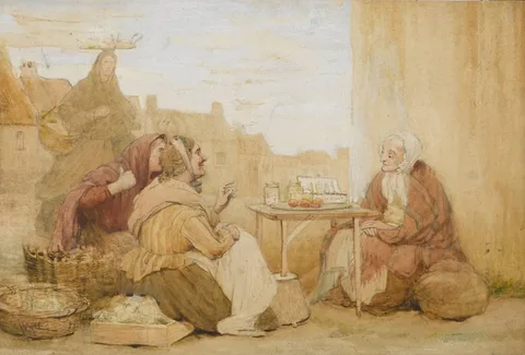 Saint George Hare, GOSSIPS, watercolour and gouache over pencil