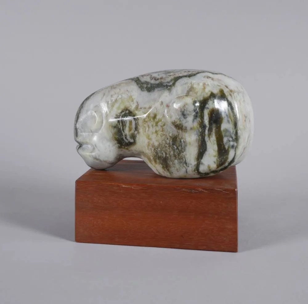 HORSE by Patrick O'Sullivan, Connemara marble on wooden base; (unique), sold Dec 2018