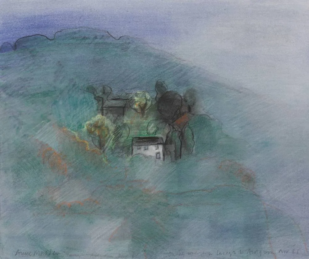 Anne Madden, ON THE ROAD FROM LARAGH TO ARDGROOM, 1985, watercolour and crayon