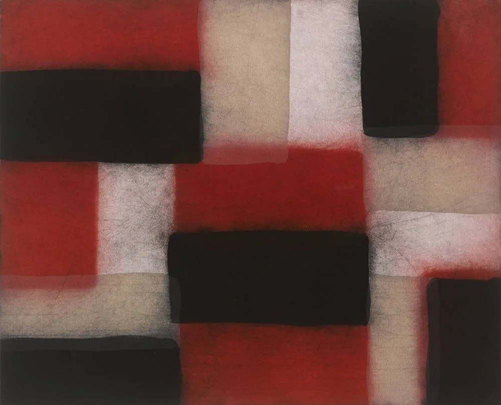 WALL OF LIGHT CRIMSON by Sean Scully, 2005, aquatint; (no. 11 from an edition of 40), sold Nov 2018