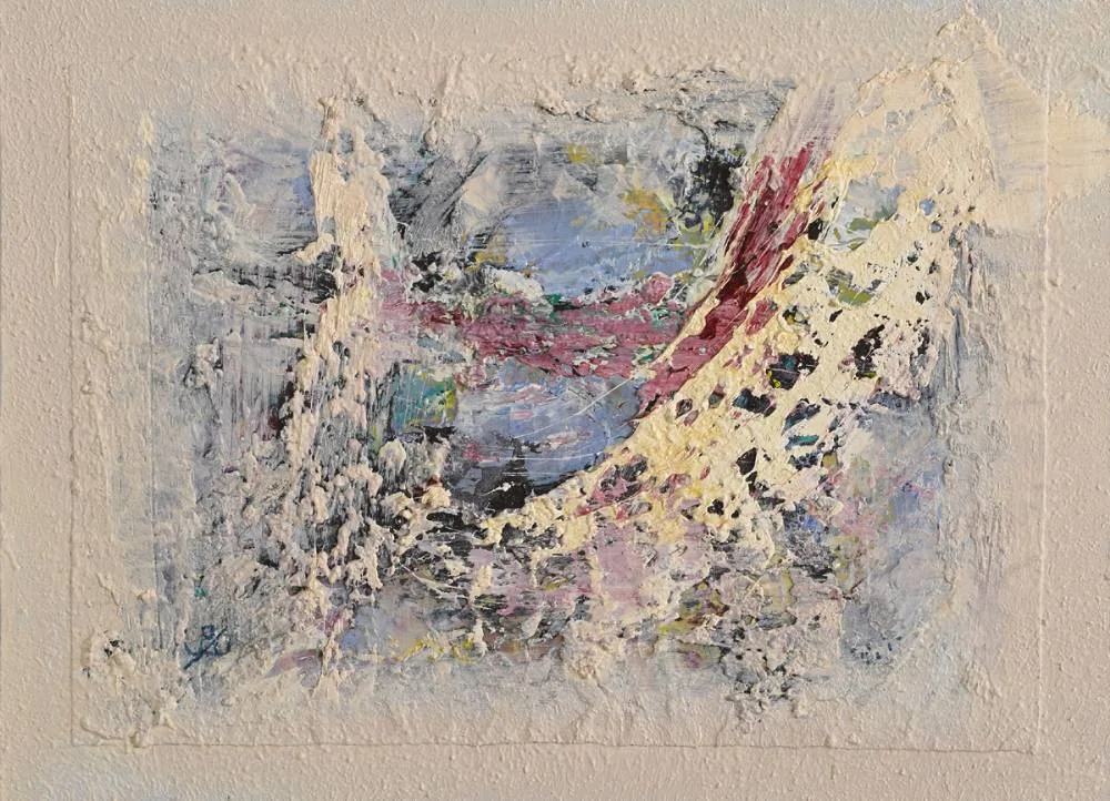 BLUE LANDSCAPE by John Kingerlee, 2016, oil on board, sold Nov 2018