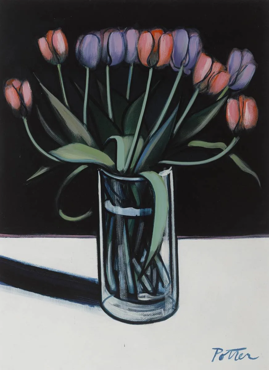 TULIPS by George Potter, acrylic on paper, sold Nov 2018