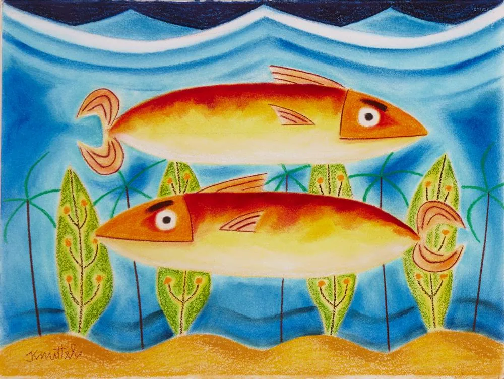 FISH by Graham Knuttel, pastel, sold Nov 2018
