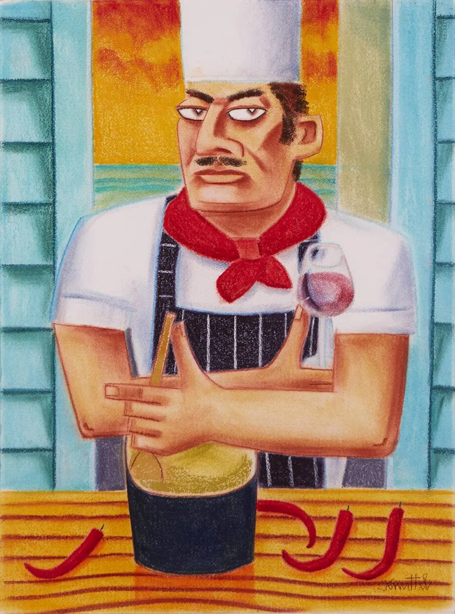 CHEF by Graham Knuttel, pastel, sold Nov 2018