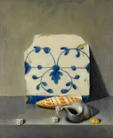 Stuart Morle, STILL LIFE WITH PORTUGUESE TILE AND SHELLS