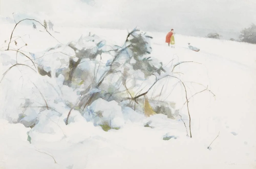 SNOW SCENE by Tom Carr, watercolour, sold Nov 2018