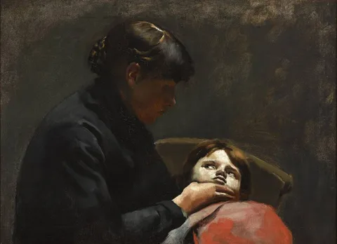 Richard Moynan, WOMAN AND CHILD, oil on canvas