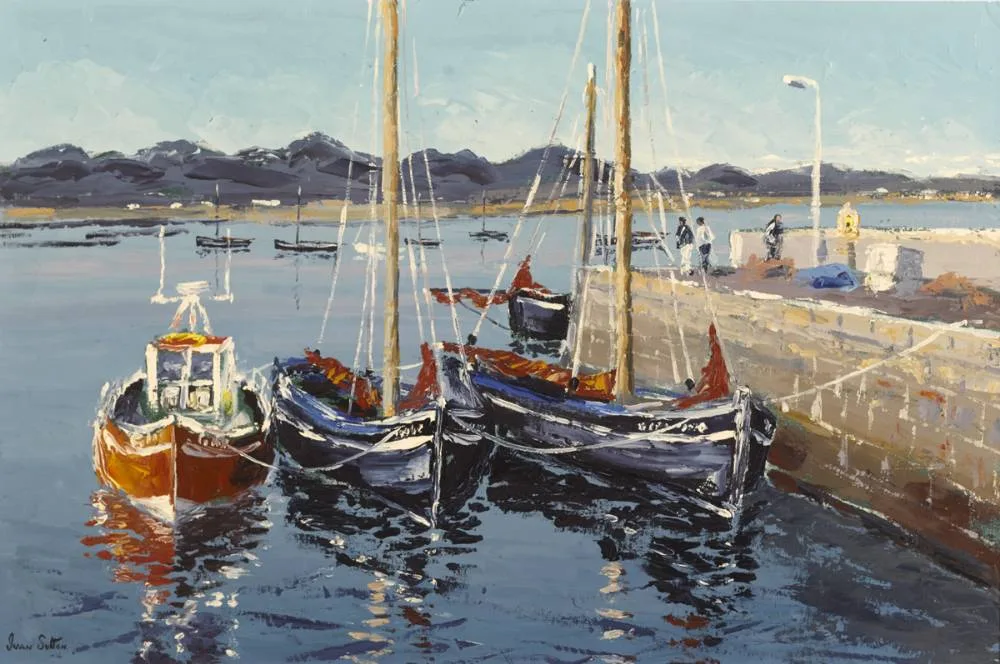 ROUNDSTONE HARBOUR, COUNTY GALWAY by Ivan Sutton, oil on board, sold Oct 2018