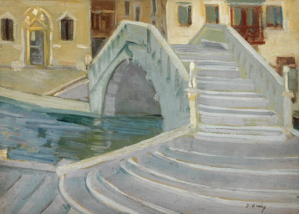 CANAL BRIDGE, VENICE by Grace Henry, oil on canvas board, sold Oct 2018
