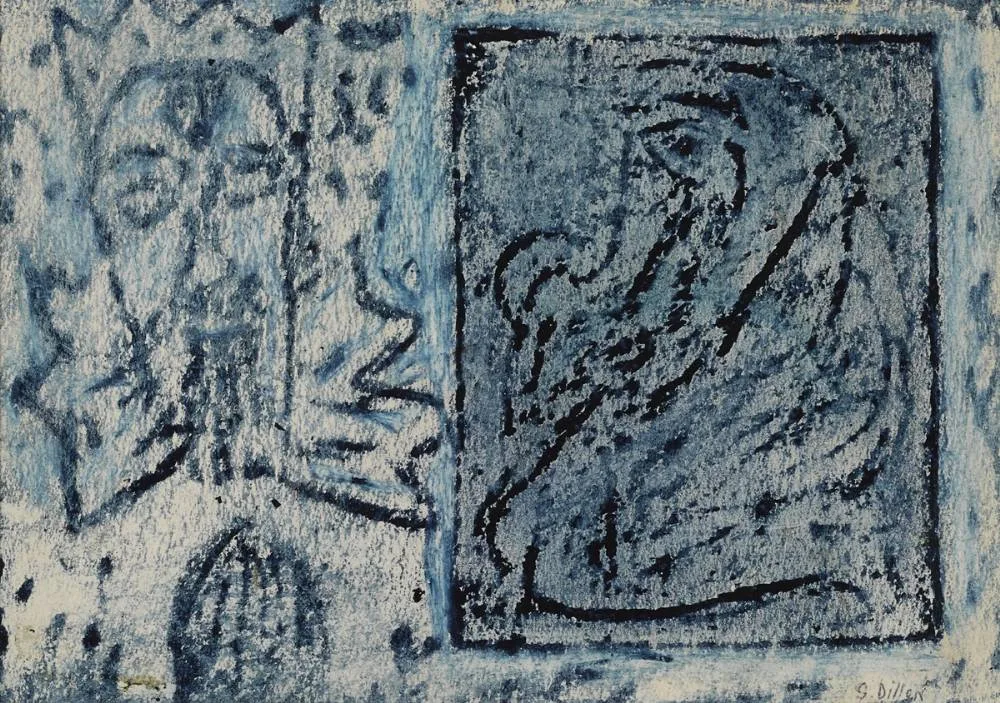 STONE CARVING by Gerard Dillon, crayon, sold Oct 2018