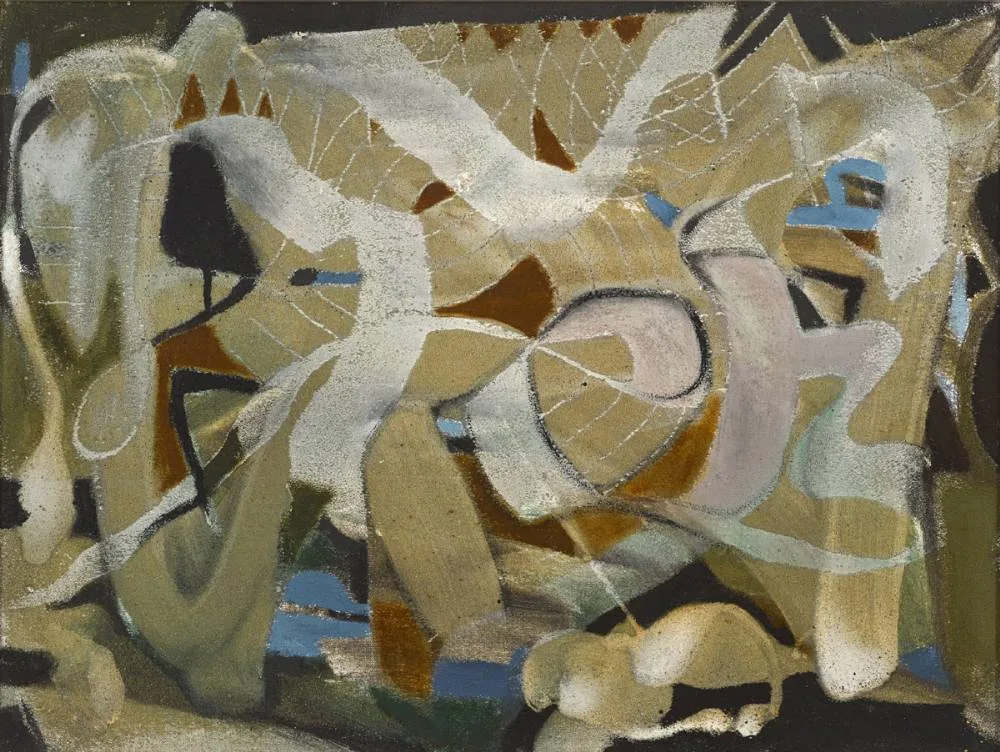 MARINE MOVEMENT by Gerard Dillon, oil and sand on canvas, sold Oct 2018