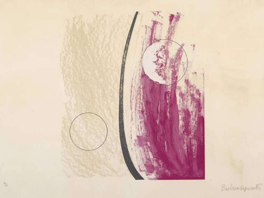 ORCHID, FROM OPPOSING FORMS by Barbara Hepworth, 1970, screenprint in colours on wove; (no. 26 from an edition of 60), sold Oct 2018