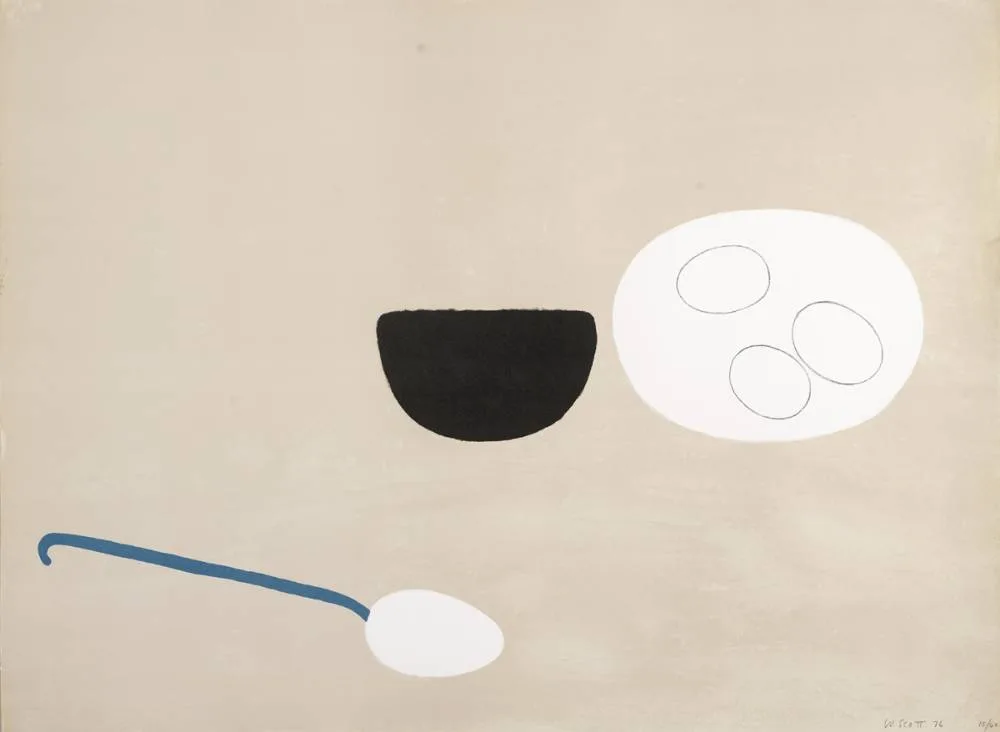 SUMMER SUITE WITH BLUE by William Scott, 1976, lithograph in colour on wove paper; (no. 15 from an edition of 40), sold Oct 2018