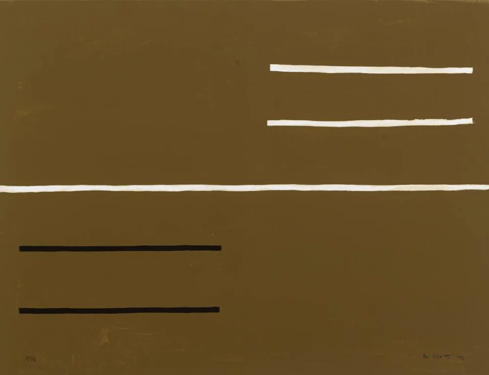 DIVIDED COUNTERCHANGE by William Scott, 1972, screenprint on paper; (no. 2 from an edition of 72), sold Oct 2018