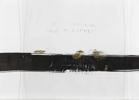 UNTITLED, 1997 (A PAIR) by Siobhán McDonald, ink on paper with gold leaf on glass, sold Oct 2018