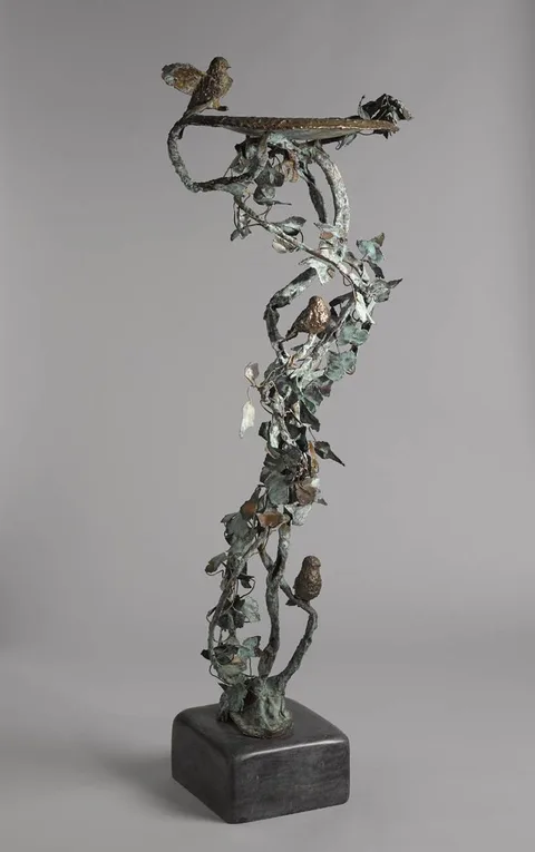 Liam Butler, BIRD BATH, bronze on black slate base