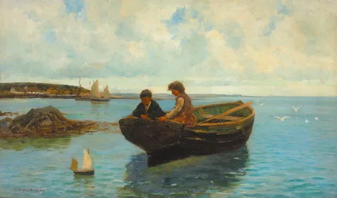 Charles Napier Henry, CHILDREN WITH SAILBOAT, 1897, oil on canvas