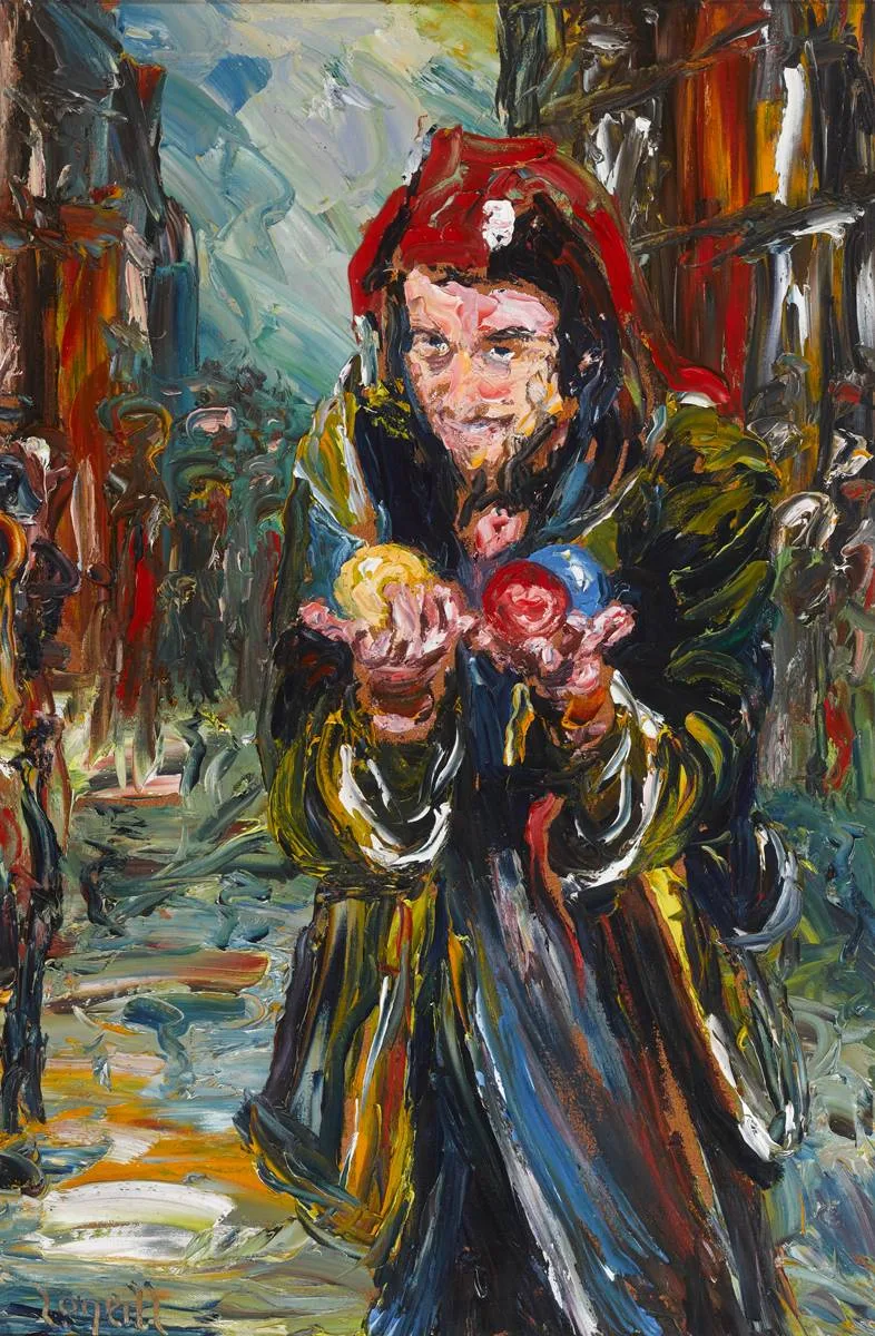 THE JUGGLER by Liam O'Neill, oil on canvas, sold Oct 2018