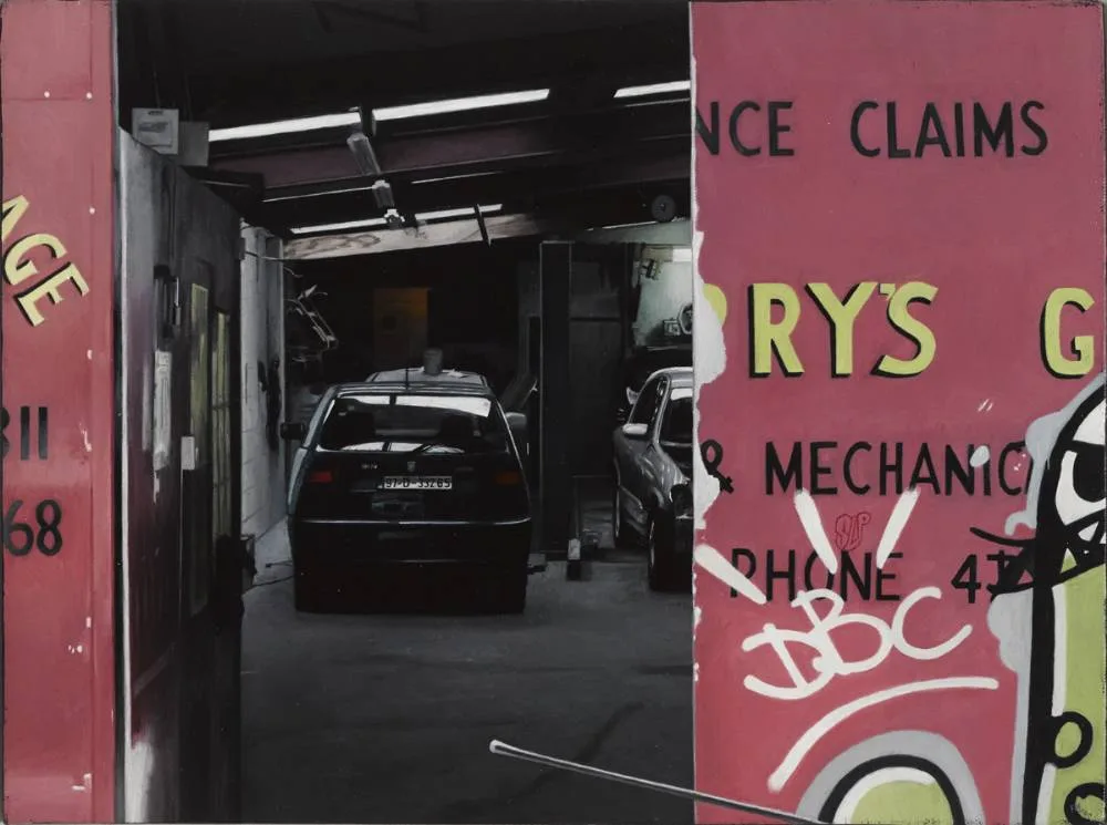GARAGE by Francis Matthews, 2009, oil on canvas, sold Oct 2018
