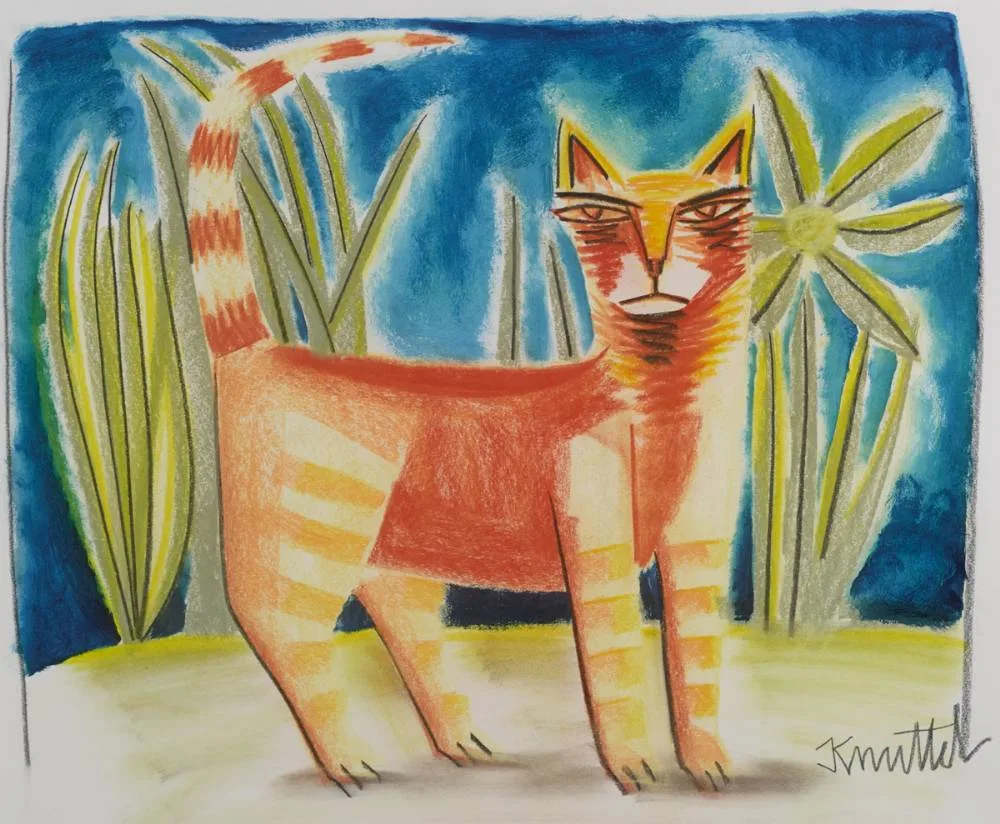 CAT by Graham Knuttel, pastel, sold Oct 2018