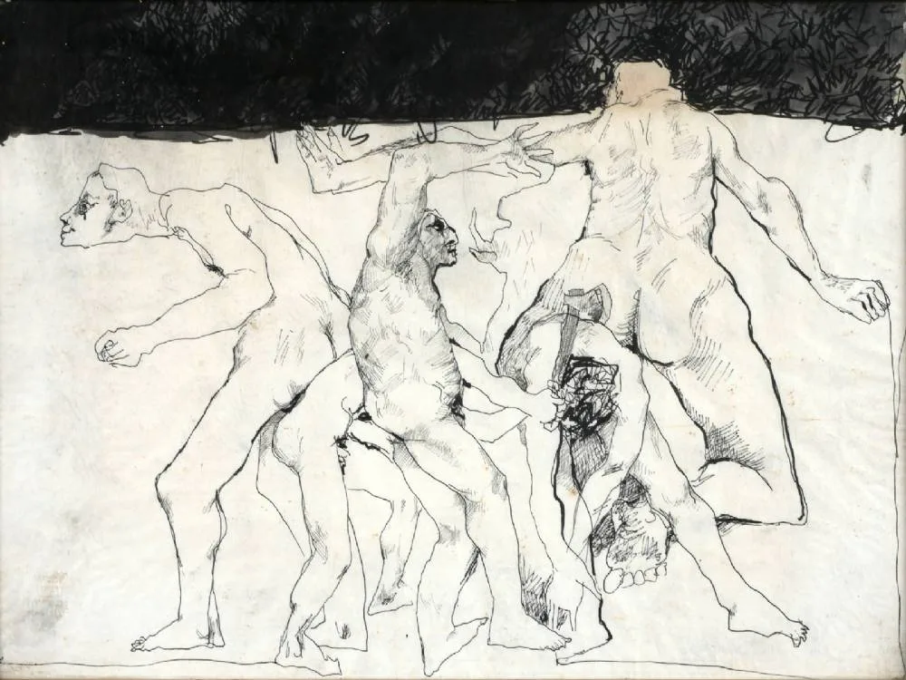 NUDE STUDIES by Charles Harper, pen and ink, sold Jul 2018