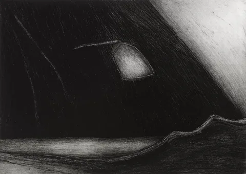 Maria Simonds-Gooding, DOWN BY THE LAKE, 1991, etching; (no. 2 from an edition of 45)